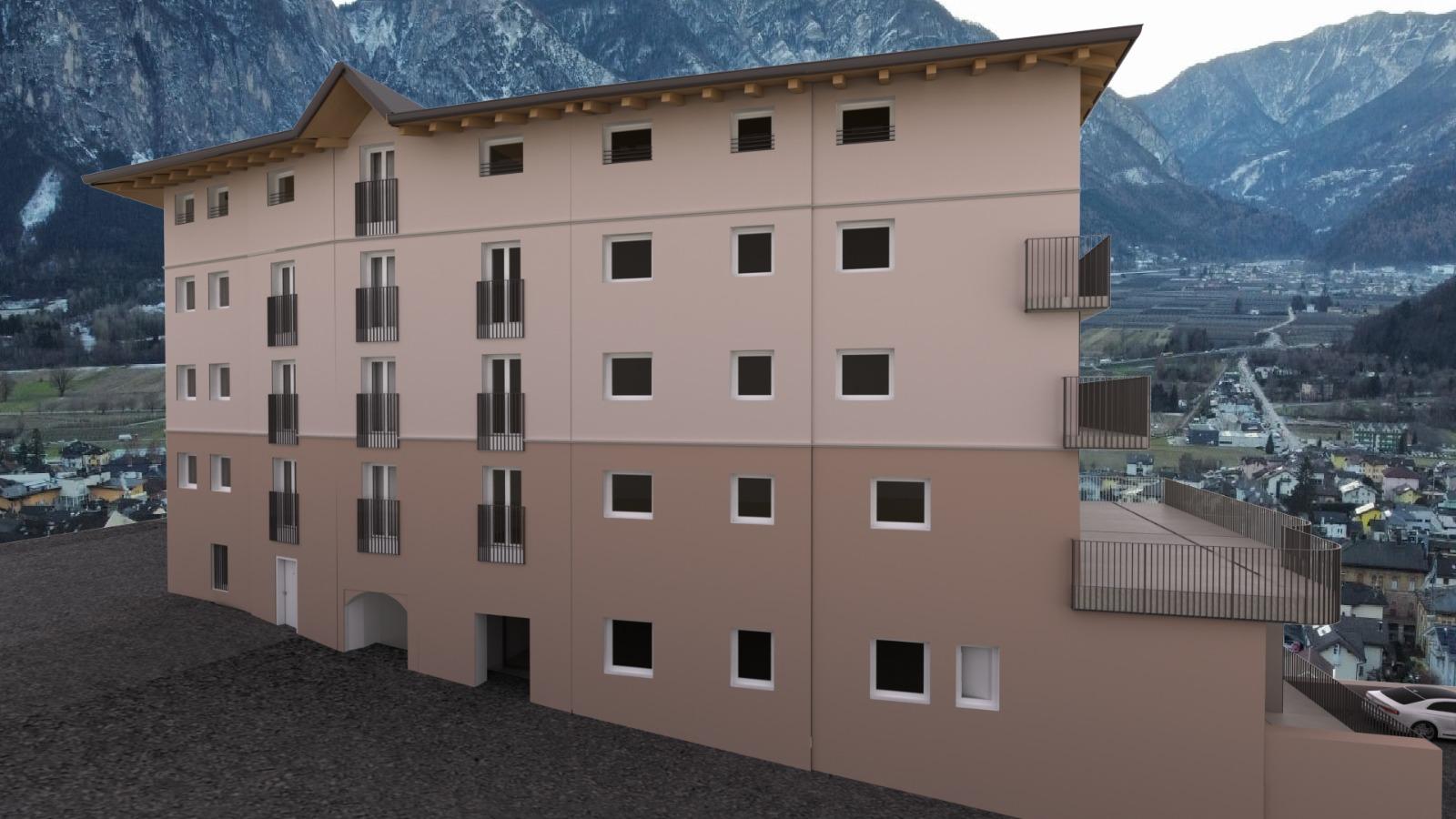 Prospetto esterno nuovo edificio a Levico Terme